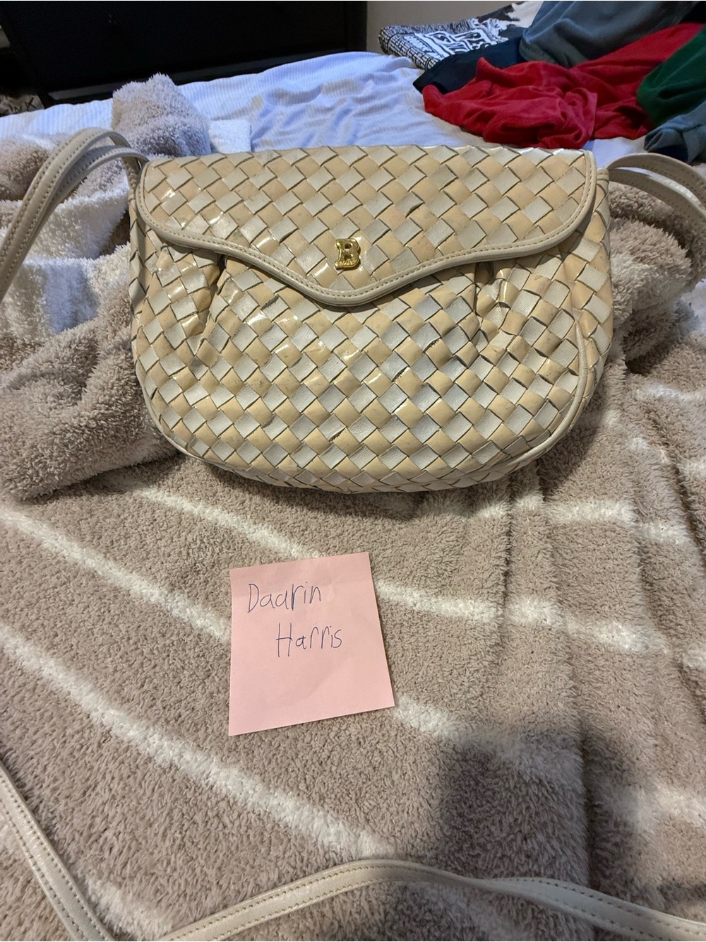 Authentic Bally Woven Leather Shoulder Bag